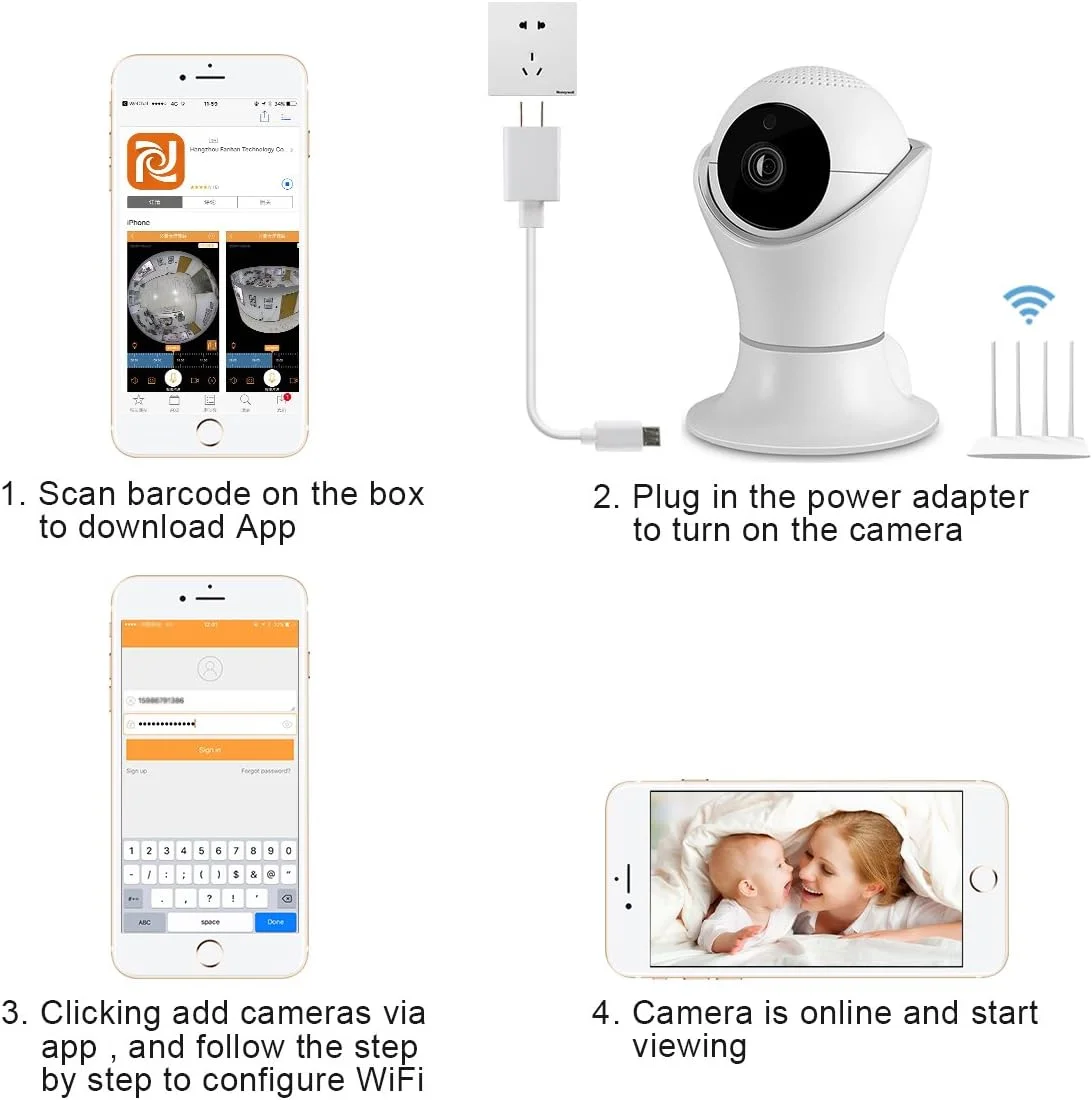 دوربین بی سیم 1080P وای فای سیستم نظارت امنیتی منزل دوربین مداربسته کودک حیوانات خانگی دوربین تحت شبکه IP دام دید در شب تشخیص حرکت 360 درجه چرخش دوربین بی سیم 1080P وای فای سیستم نظارت امنیتی منزل دوربین مداربسته کودک حیوانات خانگی دوربین تحت شبکه IP دام دید در شب تشخیص حرکت 360 درجه چرخش