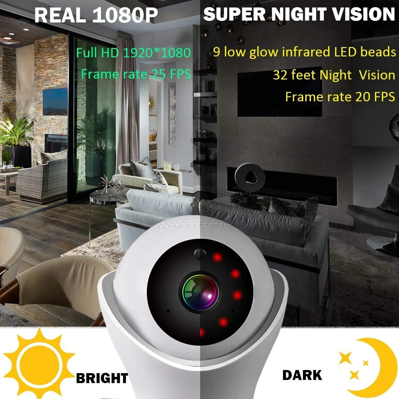 دوربین بی سیم 1080P وای فای سیستم نظارت امنیتی منزل دوربین مداربسته کودک حیوانات خانگی دوربین تحت شبکه IP دام دید در شب تشخیص حرکت 360 درجه چرخش دوربین بی سیم 1080P وای فای سیستم نظارت امنیتی منزل دوربین مداربسته کودک حیوانات خانگی دوربین تحت شبکه IP دام دید در شب تشخیص حرکت 360 درجه چرخش