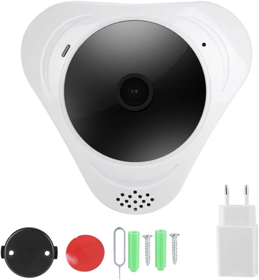 دوربین مداربسته آی‌پی وای‌فای، دوربین چشم‌ماهی با کنترل از راه دور از طریق اپلیکیشن، پشتیبانی از کارت TF برای سیستم کنترل دسترسی و امنیت خانه، درب شیشه‌ای (استاندارد اروپا (100-240 ولت))