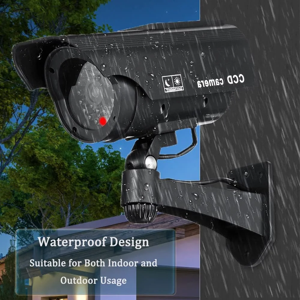 دوربین مداربسته دام طرح گلوله ای خورشیدی YSUCAU، مناسب استفاده در داخل و خارج از منزل، دارای چراغ LED قرمز چشمک زن و برچسب هشدار امنیتی