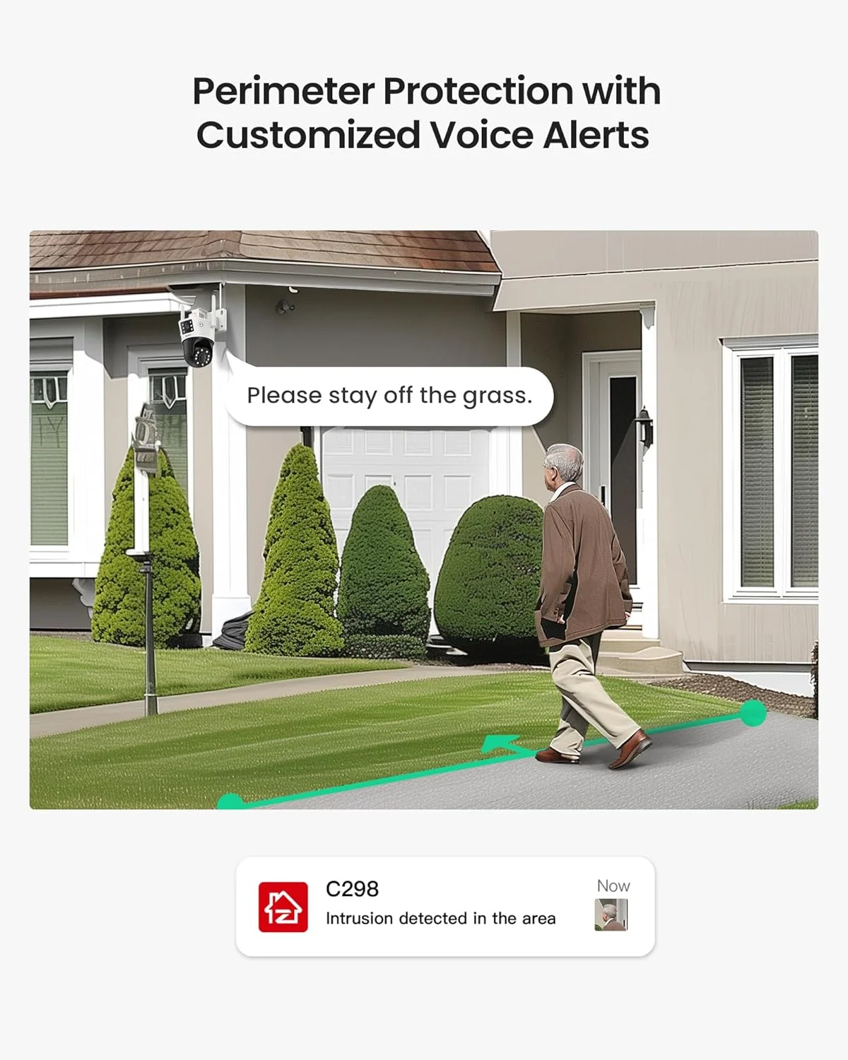 دوربین دوگانه وای فای 4MP+4MP زوسی برای فضای باز، دوربین مداربسته بی سیم با دید دوگانه برای امنیت خانه و داخل با دید در شب رنگی، تشخیص شخص/وسیله نقلیه، ردیابی خودکار، C298 Pro