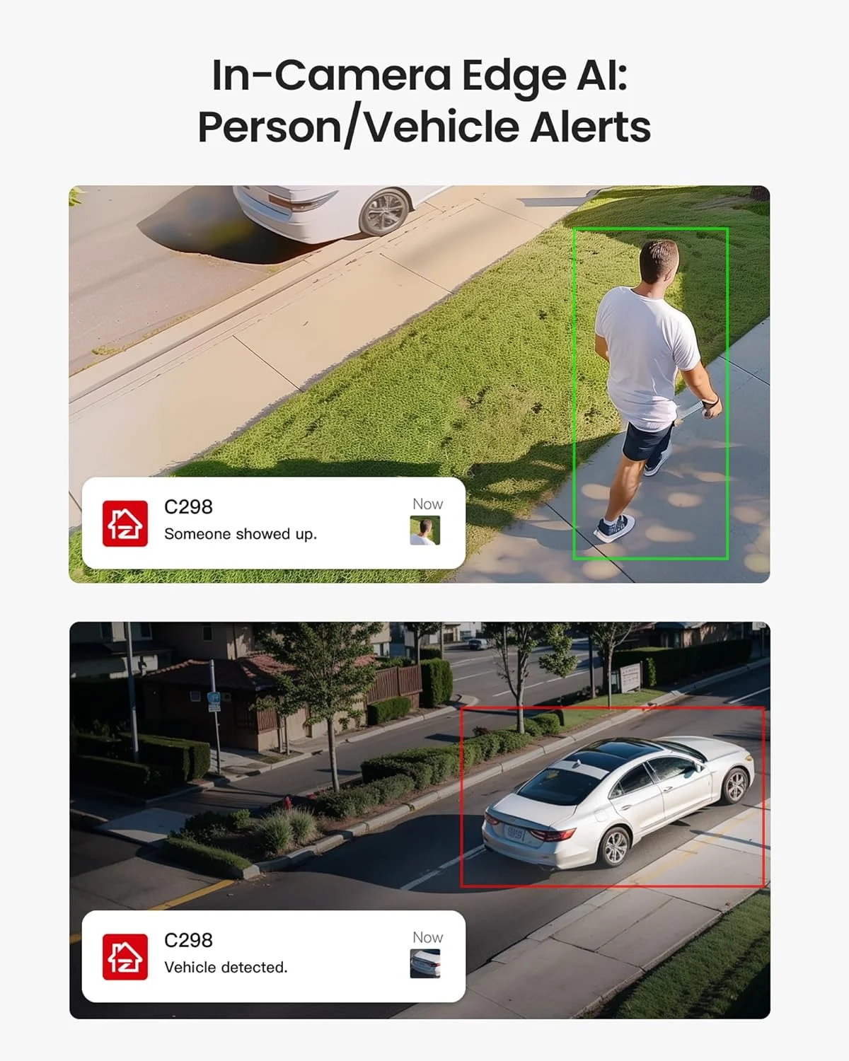 دوربین دوگانه وای فای 4MP+4MP زوسی برای فضای باز، دوربین مداربسته بی سیم با دید دوگانه برای امنیت خانه و داخل با دید در شب رنگی، تشخیص شخص/وسیله نقلیه، ردیابی خودکار، C298 Pro