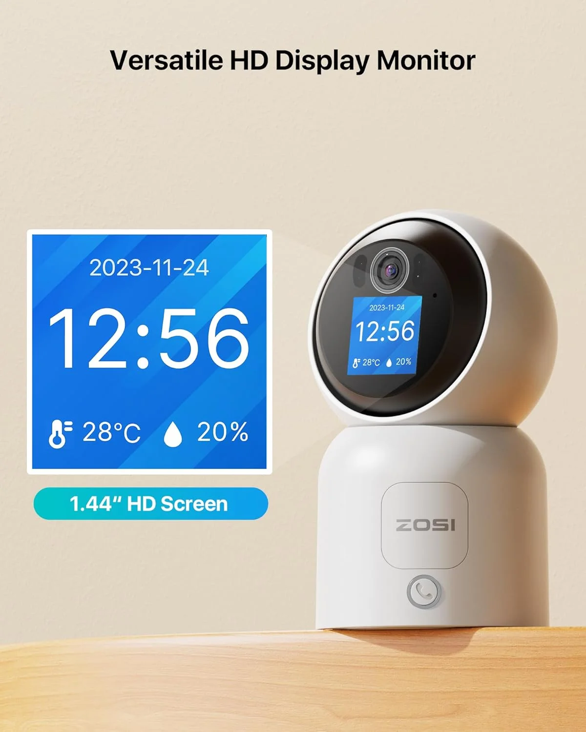 دوربین داخلی ۴ مگاپیکسلی ZOSI با صفحه نمایش، مانیتور ۳۶۰ درجه کودک/حیوان خانگی با قابلیت تماس با اشاره/تک لمسی، ویدیوی دو طرفه، دوربین امنیتی مداربسته خانگی وای فای دو بانده 2.4G/5G، تشخیص شخص، C519 4MP دوربین داخلی ۴ مگاپیکسلی ZOSI با صفحه نمایش، مانیتور ۳۶۰ درجه کودک/حیوان خانگی با قابلیت تماس با اشاره/تک لمسی، ویدیوی دو طرفه، دوربین امنیتی مداربسته خانگی وای فای دو بانده 2.4G/5G، تشخیص شخص، C519 4MP