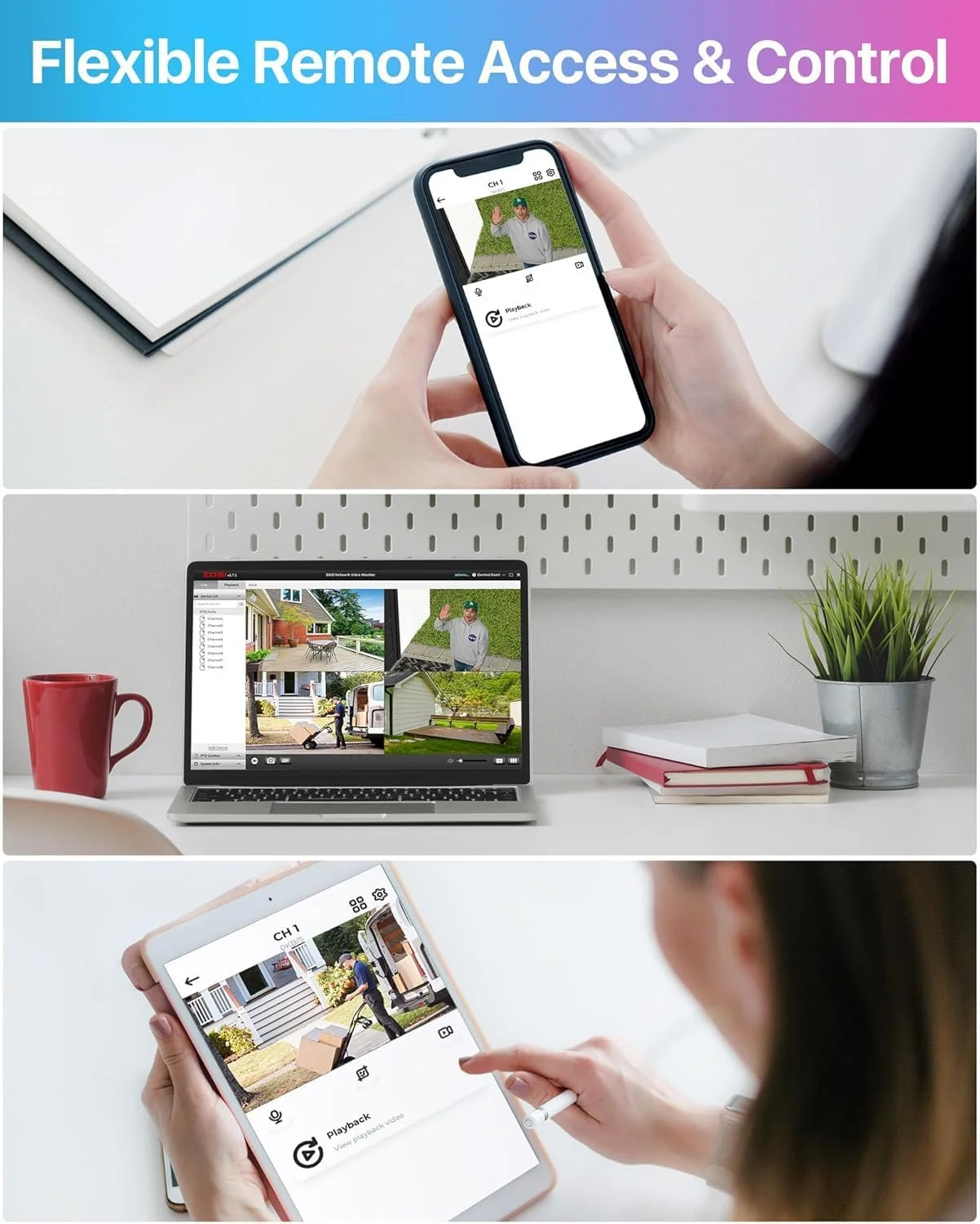 سیستم دوربین مداربسته خانگی 8 کاناله PoE ZOSI با هارد دیسک 1 ترابایتی، ضبط کننده NVR 5 مگاپیکسلی 8 کاناله H.265+ و 4 عدد دوربین IP دام PoE سیمی 1080P فضای باز و داخلی با دید در شب، هشدار حرکتی، دسترسی از راه دور سیستم دوربین مداربسته خانگی 8 کاناله PoE ZOSI با هارد دیسک 1 ترابایتی، ضبط کننده NVR 5 مگاپیکسلی 8 کاناله H.265+ و 4 عدد دوربین IP دام PoE سیمی 1080P فضای باز و داخلی با دید در شب، هشدار حرکتی، دسترسی از راه دور