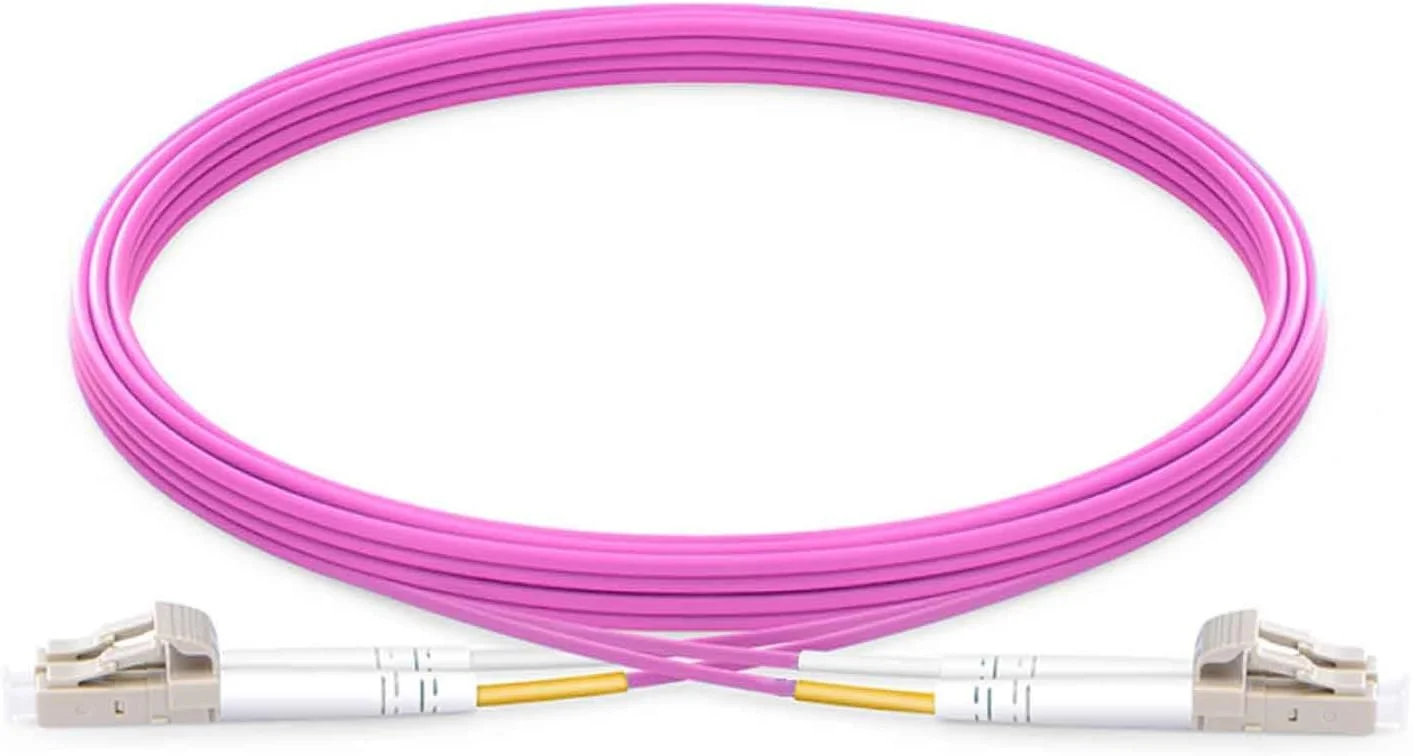 کابل فیبر نوری LC به LC مدل DKURVE، کابل های OM4 چند حالته دوبلکس 50/125 فیبر نوری LSZH برای مبدل رسانه فرستنده و گیرنده SFP 40G/10Gb/1G (15 متر)