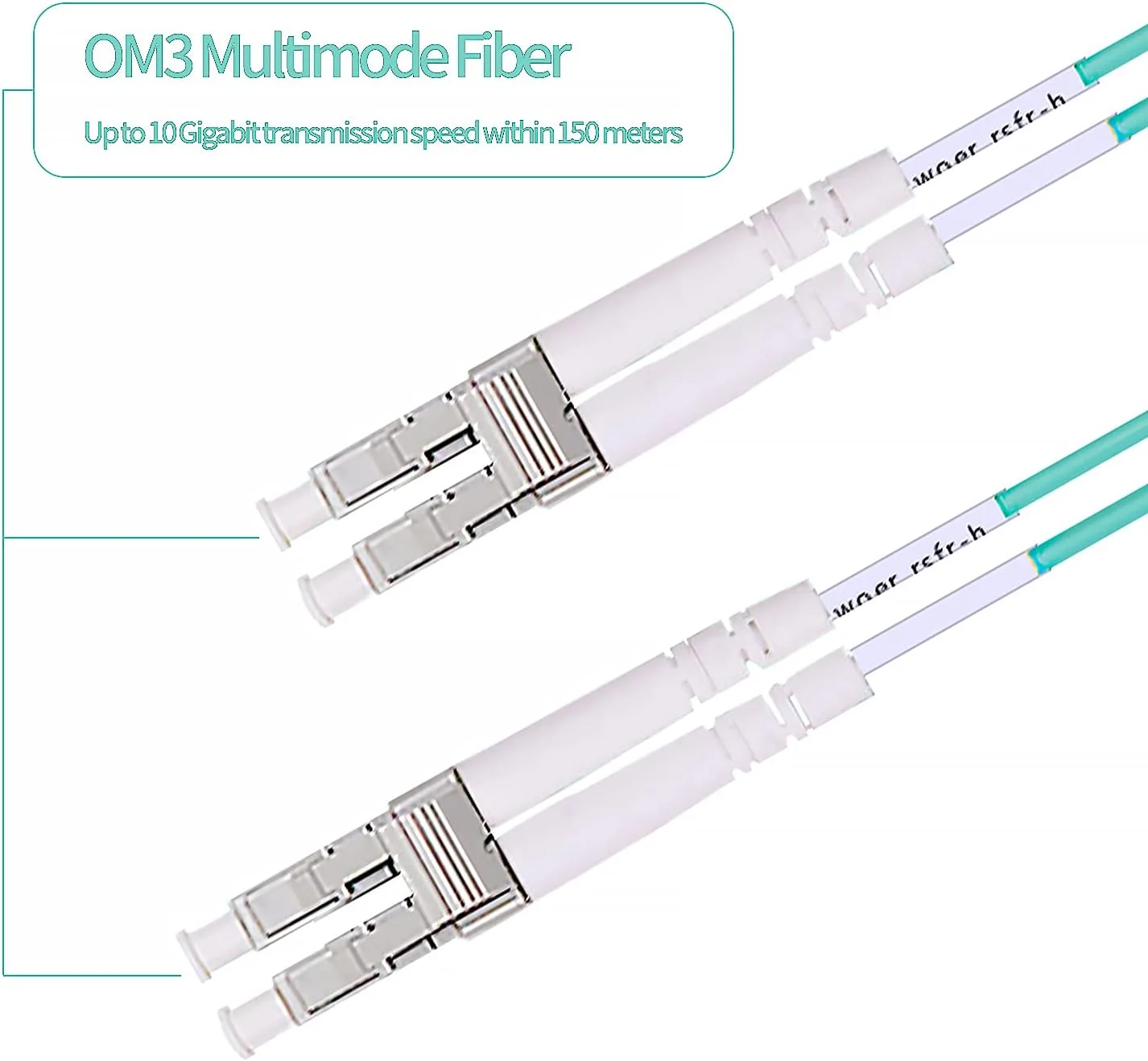 کابل فیبر نوری QSFPTEK OM3 LC به LC، 10 گیگابیت بر ثانیه، دوبلکس LC-LC 50/125um، چند حالته، LSZH، 3 متر (10 فوت)