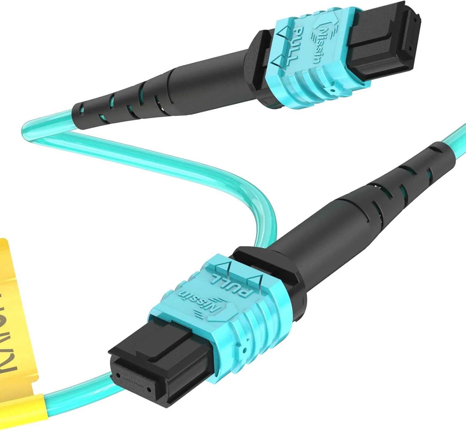 کابل فیبر نوری MPO به MPO زنانه - سازگار با MTP نوع B، 10 متر، فیبر چند حالته OM3، 12 کانال هسته ای برای کاربرد فرستنده گیرنده های QSFP+، آبی