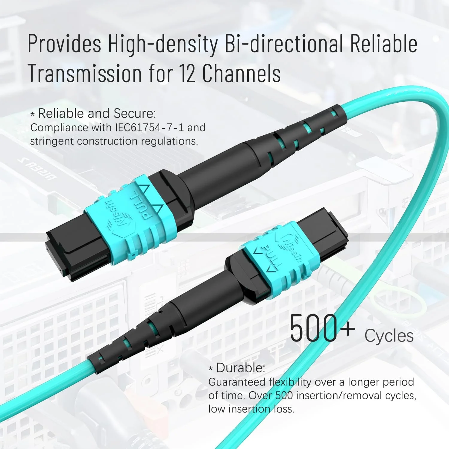 کابل فیبر نوری MPO به MPO زنانه - سازگار با MTP نوع B، 10 متر، فیبر چند حالته OM3، 12 کانال هسته ای برای کاربرد فرستنده گیرنده های QSFP+، آبی کابل فیبر نوری MPO به MPO زنانه - سازگار با MTP نوع B، 10 متر، فیبر چند حالته OM3، 12 کانال هسته ای برای کاربرد فرستنده گیرنده های QSFP+، آبی