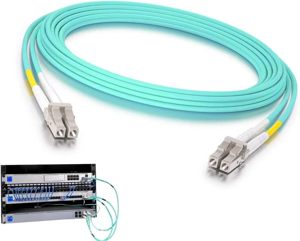 کابل فیبر نوری OM3 LC به LC، بسته 3 عددی، کابل فیبر نوری 10 گیگابیت، سیم جامپر دوبلکس چند حالته برای فرستنده گیرنده SFP، شبکه های فیبر نوری، مبدل رسانه و سیستم شبکه، 3 متر، سبز روشن