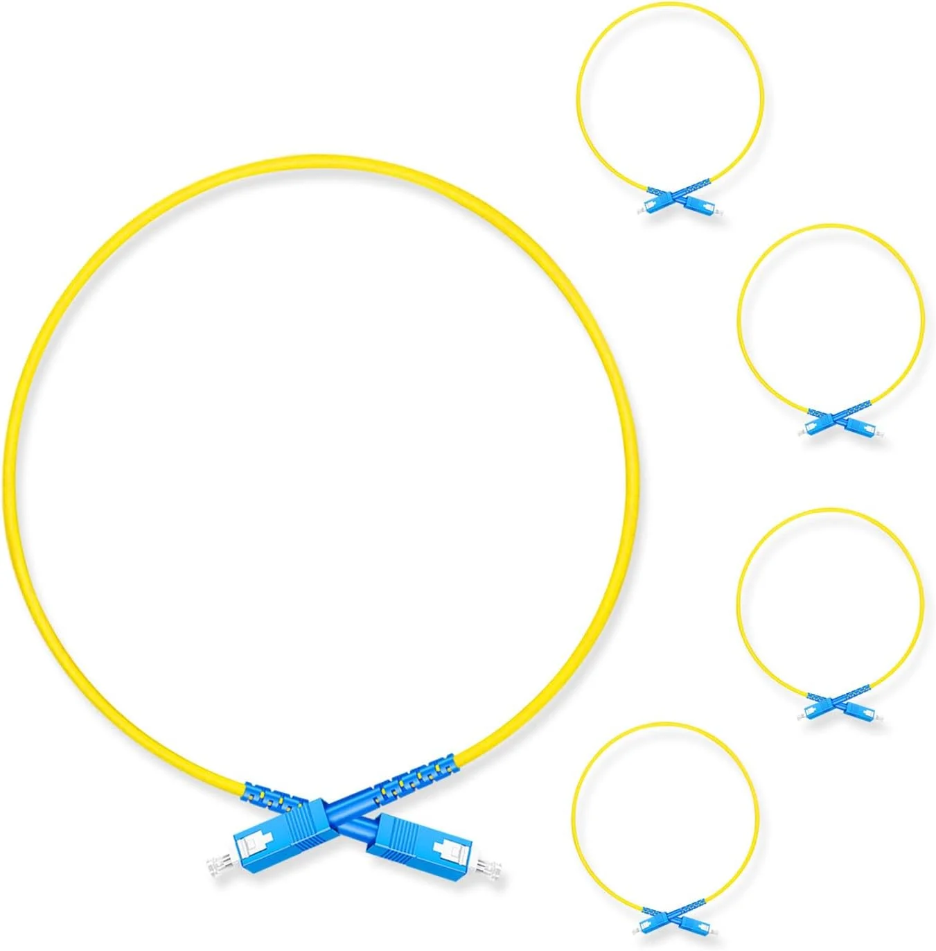 پچ کورد فیبر نوری 5 عددی 0.5 متری SC UPC به SC UPC، کابل فیبر سینگل مود سیمپلکس OS2 G652D 9/125μm، 1310nm/1550nm LSZH 3.0mm