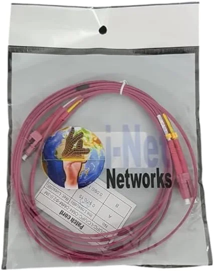 کابل فیبر نوری پچ کورد مالتی مود 50/125 OM4 2.0mm داپلکس هسته شیشه ای کورنینگ LC/UPC-LC/UPC 3 متری LSZH (بنفش اریکا)