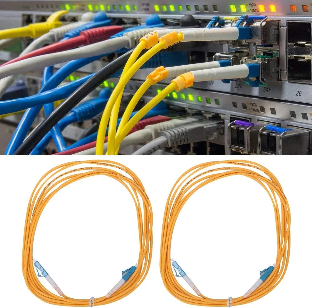 دو عدد کابل پچ فیبر نوری LC UPC به LC UPC به طول 3 متر، کابل پچ فیبر نوری سینگل مود، سیم پچ فیبر نوری، برای سیستم ارتباطات فیبر نوری دو عدد کابل پچ فیبر نوری LC UPC به LC UPC به طول 3 متر، کابل پچ فیبر نوری سینگل مود، سیم پچ فیبر نوری، برای سیستم ارتباطات فیبر نوری