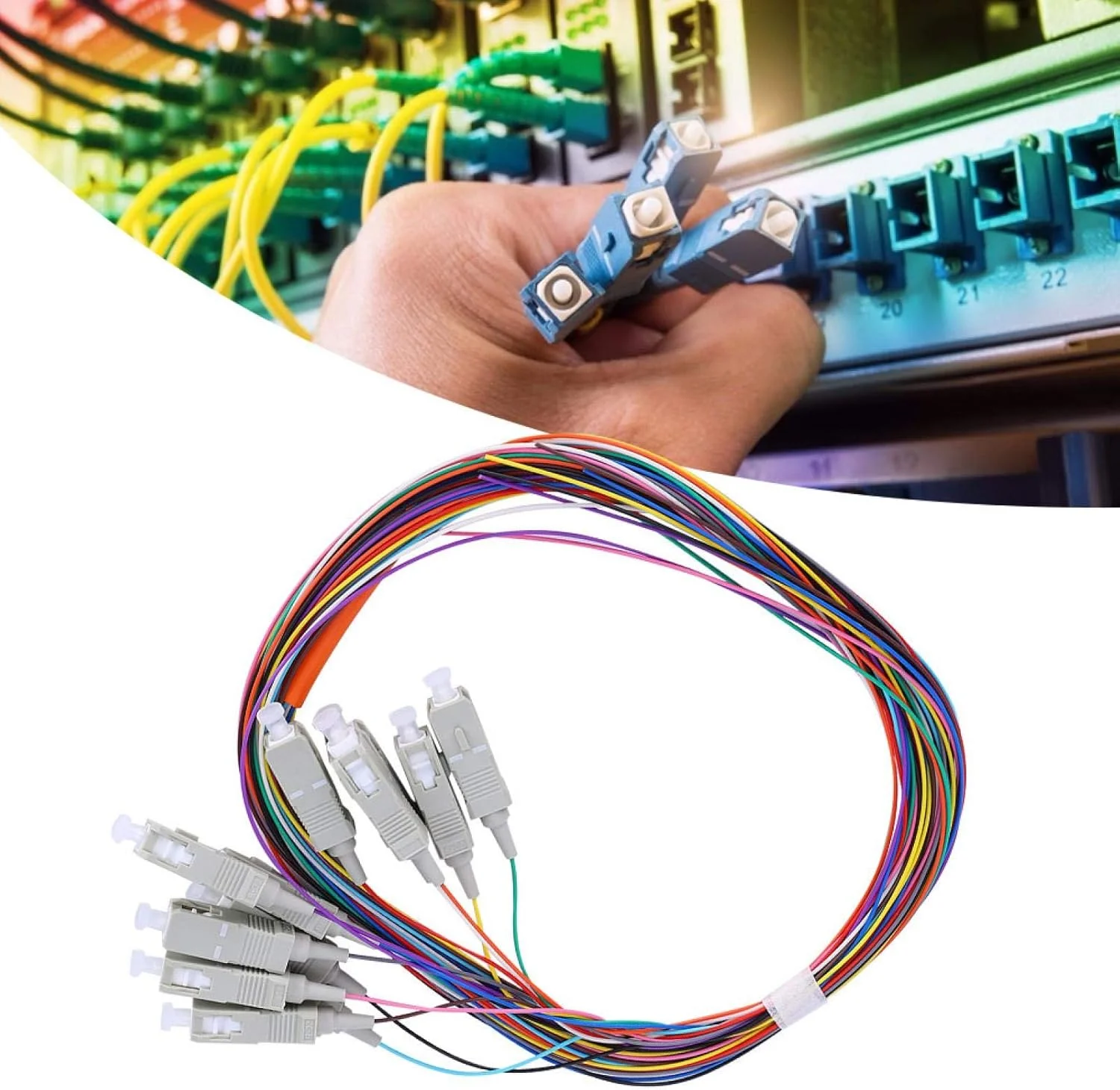 کابل فیبر نوری چند حالته SC/UPC 12 هسته ای، کابل فیبر نوری چند حالته با روکش PVC