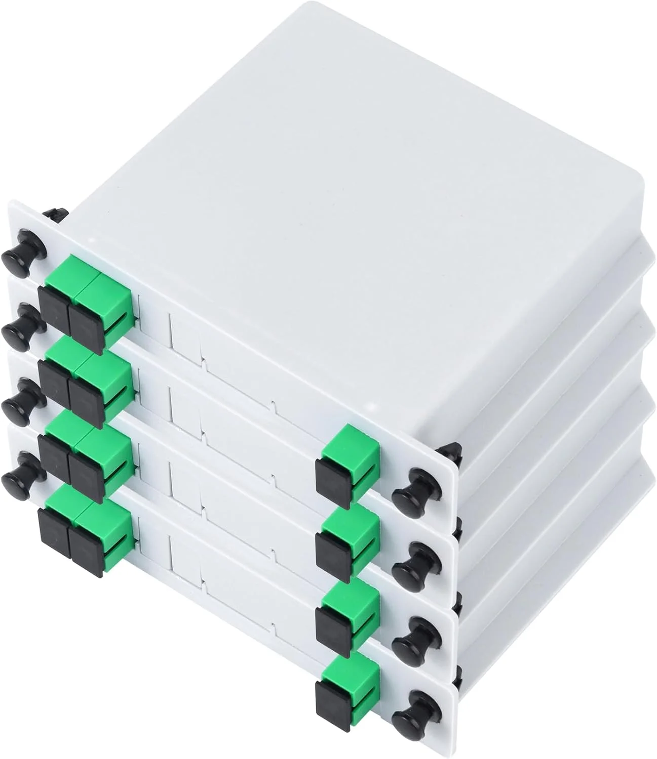 اسپلیتر فیبر نوری PLC مدل SCAPC با پیکربندی 1x2، بسته 4 عددی، مناسب برای سیم کشی خانگی، LAN، اتاق های شبکه و جعبه توزیع فیبر