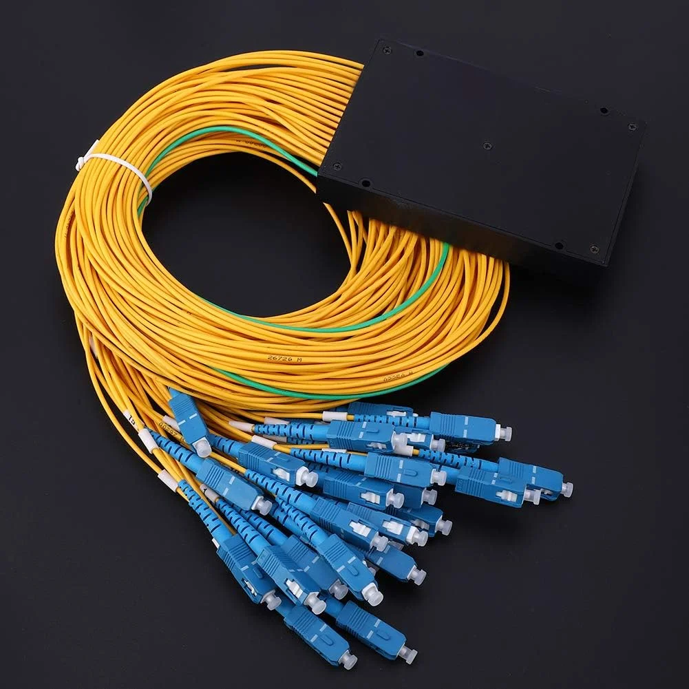 اسپلیتر فیبر نوری سینگل مود PLC با رابط SC/UPC، 1x32، تلفات کم و پایداری بالا، برای پروژه های مهندسی سیم کشی خانگی