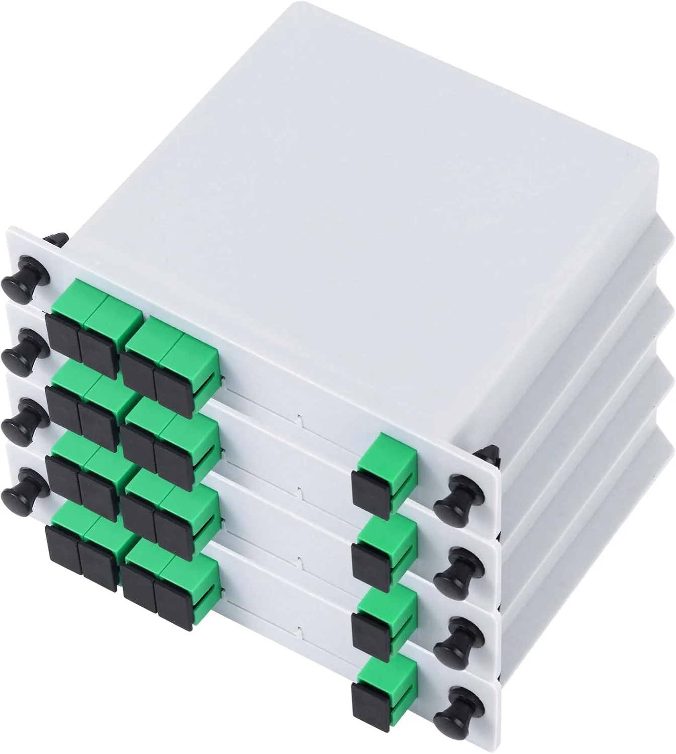 اسپلیتر فیبر نوری PLC مدل SCAPC دوگالیا بسته 4 عددی، 1x4 کارت کاست خور، اسپلیتر فیبر نوری برای سیم کشی خانگی، LAN، اتاق های شبکه، جعبه توزیع فیبر