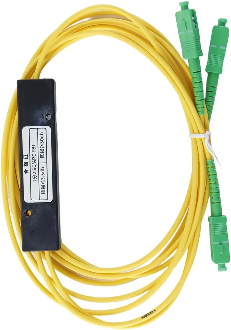 اسپلیتر فیبر نوری 1X2 FBT آوسی، پیگتیل سینگل مود SM، اسپلیتر SC UPC PCL، کابل زرد