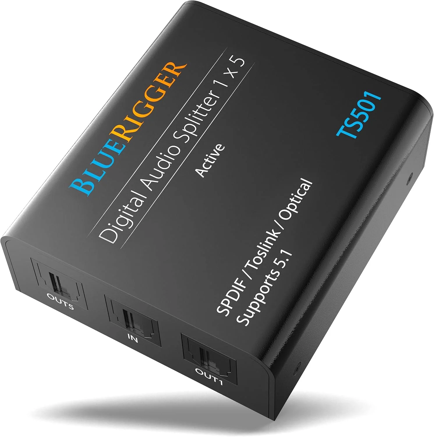 اسپلیتر صوتی اپتیکال دیجیتال BlueRigger 1x5 (اسپلیتر فعال Toslink 1 ورودی 5 خروجی، SPDIF، آداپتور صوتی فیبر نوری) - برای سینمای خانگی، ایکس باکس، PS4، DVD، پخش کننده CD، رسیور، HDTV