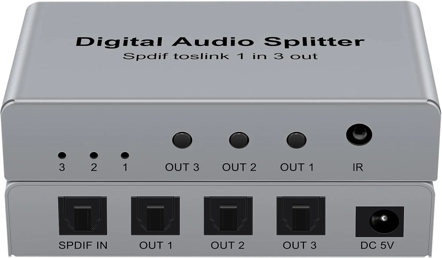 اسپلیتر صوتی فیبر نوری SPDIF Toslink سه پورت، اسپلیتر دیجیتال اپتیکال 1x3 (1 ورودی 3 خروجی) به همراه کابل اپتیکال برای تلویزیون، پشتیبانی از Dolby Digital DTS 5.1 PCM Stereo LPCM 96KHZ