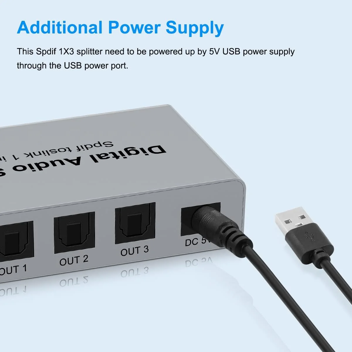 اسپلیتر صوتی فیبر نوری SPDIF Toslink سه پورت، اسپلیتر دیجیتال اپتیکال 1x3 (1 ورودی 3 خروجی) به همراه کابل اپتیکال برای تلویزیون، پشتیبانی از Dolby Digital DTS 5.1 PCM Stereo LPCM 96KHZ