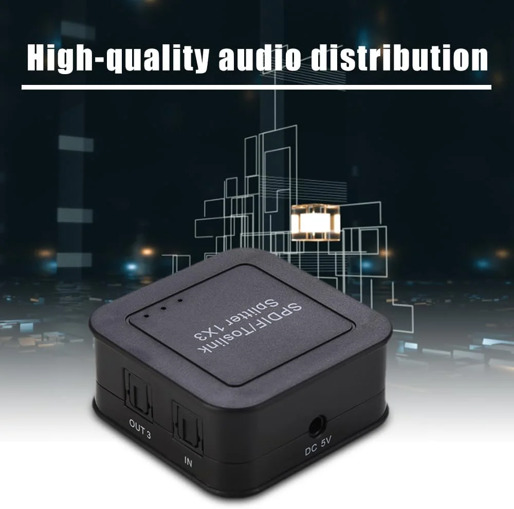 اسپلیتر اپتیکال 1 به 3 با پشتیبانی از فرمت‌های صوتی LPCM2.0، DTS، DOLBY، AC3 و خروجی تا فاصله 40 متر