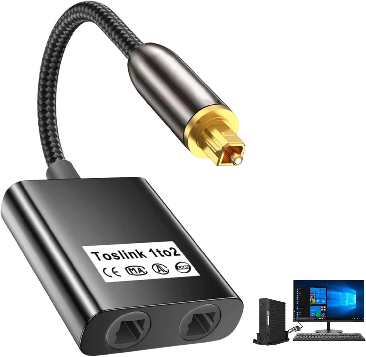 اسپلیتر کابل نوری، اسپلیتر Toslink، اسپلیتر Toslink 1 ورودی 2 خروجی، اسپلیتر کابل نوری Toslink، اسپلیتر نوری 1x2، آداپتور صوتی دو پورت، کانکتور با روکش طلا