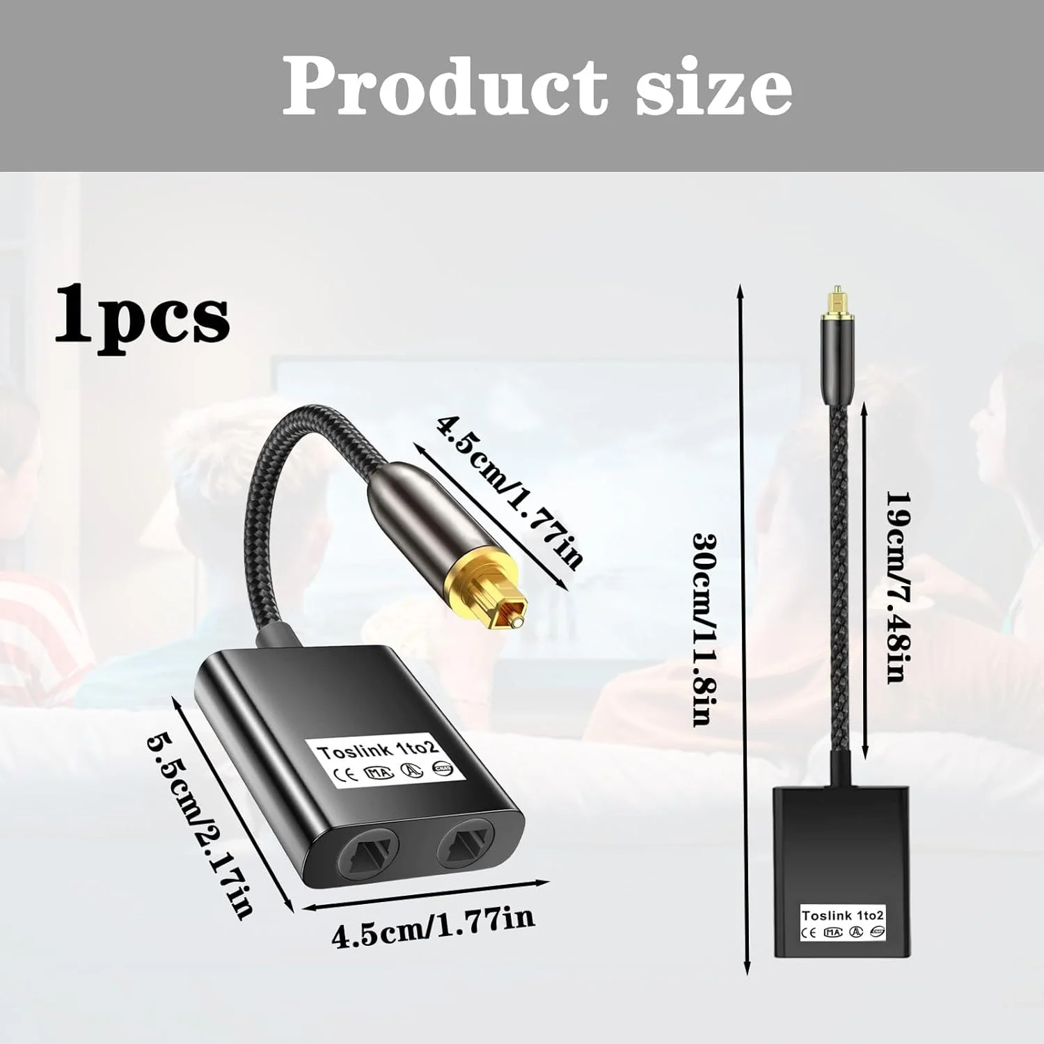 اسپلیتر کابل نوری، اسپلیتر Toslink، اسپلیتر Toslink 1 ورودی 2 خروجی، اسپلیتر کابل نوری Toslink، اسپلیتر نوری 1x2، آداپتور صوتی دو پورت، کانکتور با روکش طلا