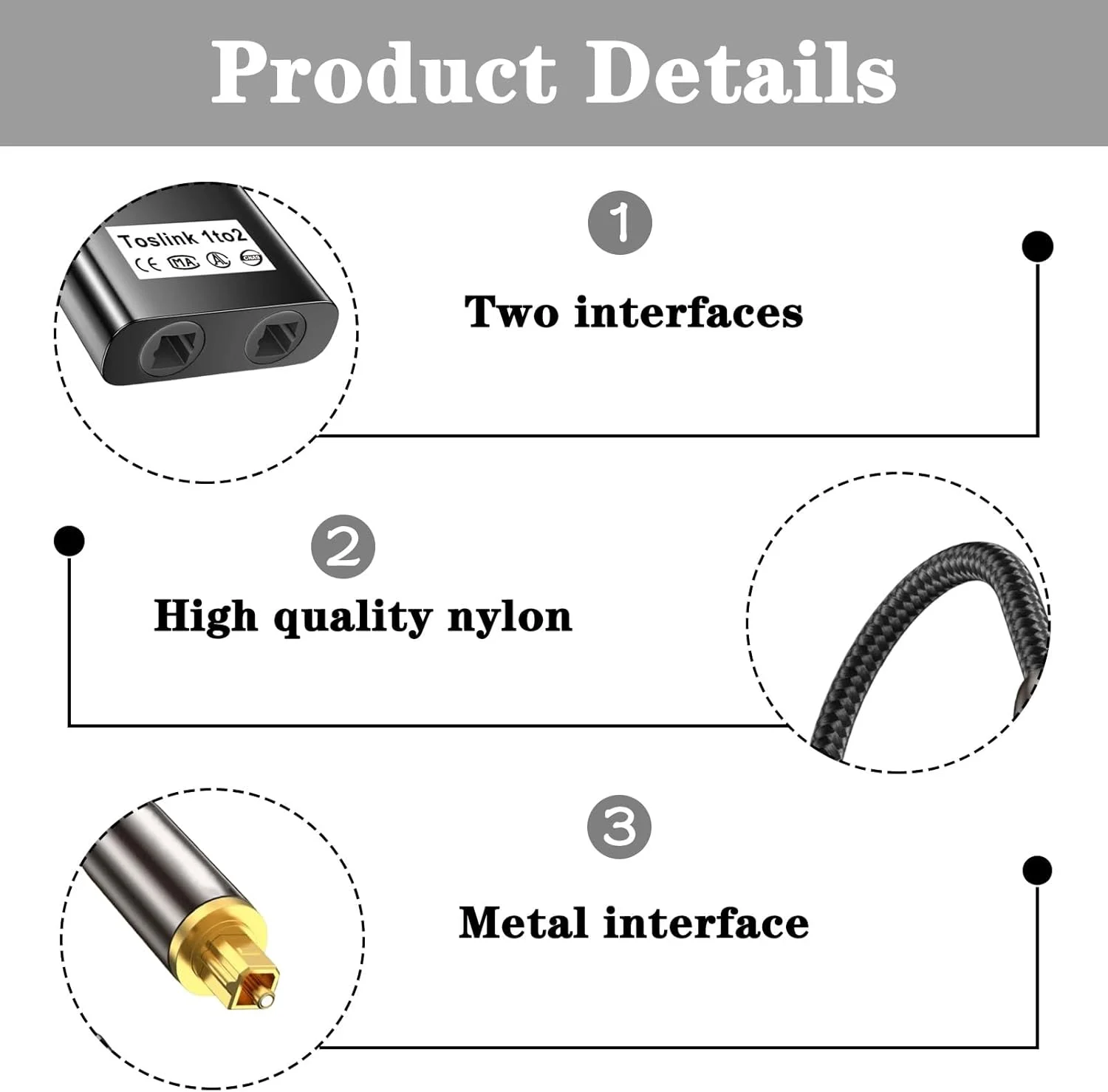 اسپلیتر کابل نوری، اسپلیتر Toslink، اسپلیتر Toslink 1 ورودی 2 خروجی، اسپلیتر کابل نوری Toslink، اسپلیتر نوری 1x2، آداپتور صوتی دو پورت، کانکتور با روکش طلا