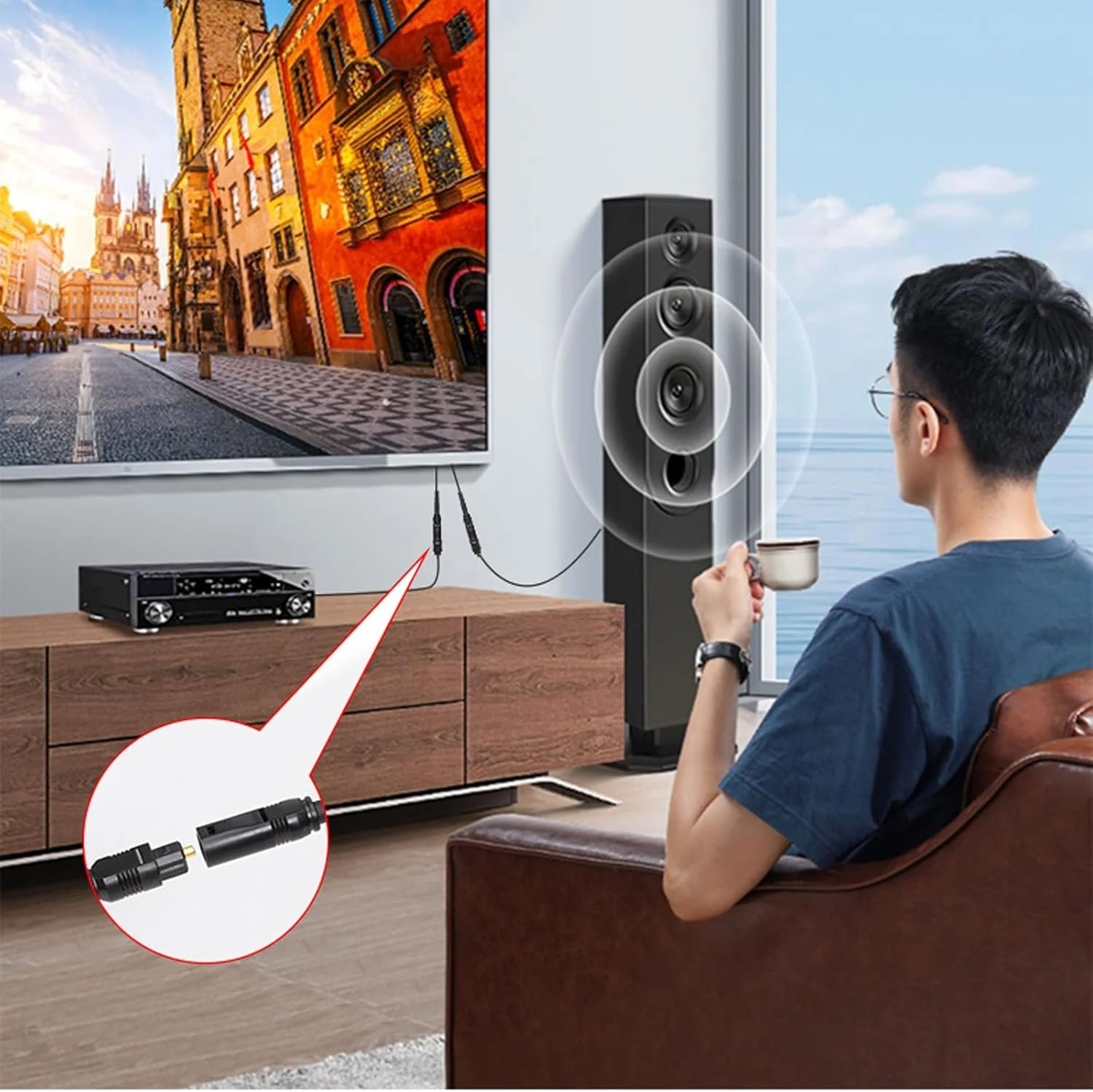 اسپلیتر صوتی اپتیکال دیجیتال، اسپلیتر اپتیکال 1 ورودی 2 خروجی برای ایکس باکس، PS4، PS5، DVD، تی وی باکس، سینمای خانگی، رسیور، ساندبار، PS3/PS4