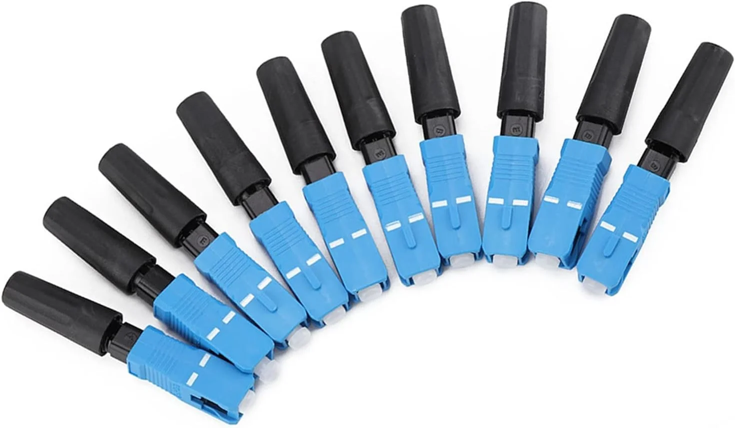 آداپتور اتصال سریع فیبر نوری SC، بسته 100 عددی، عملکرد بالا، پایدار و قابل اعتماد برای شبکه فیبر نوری FTTH، مووی آبی مشکی