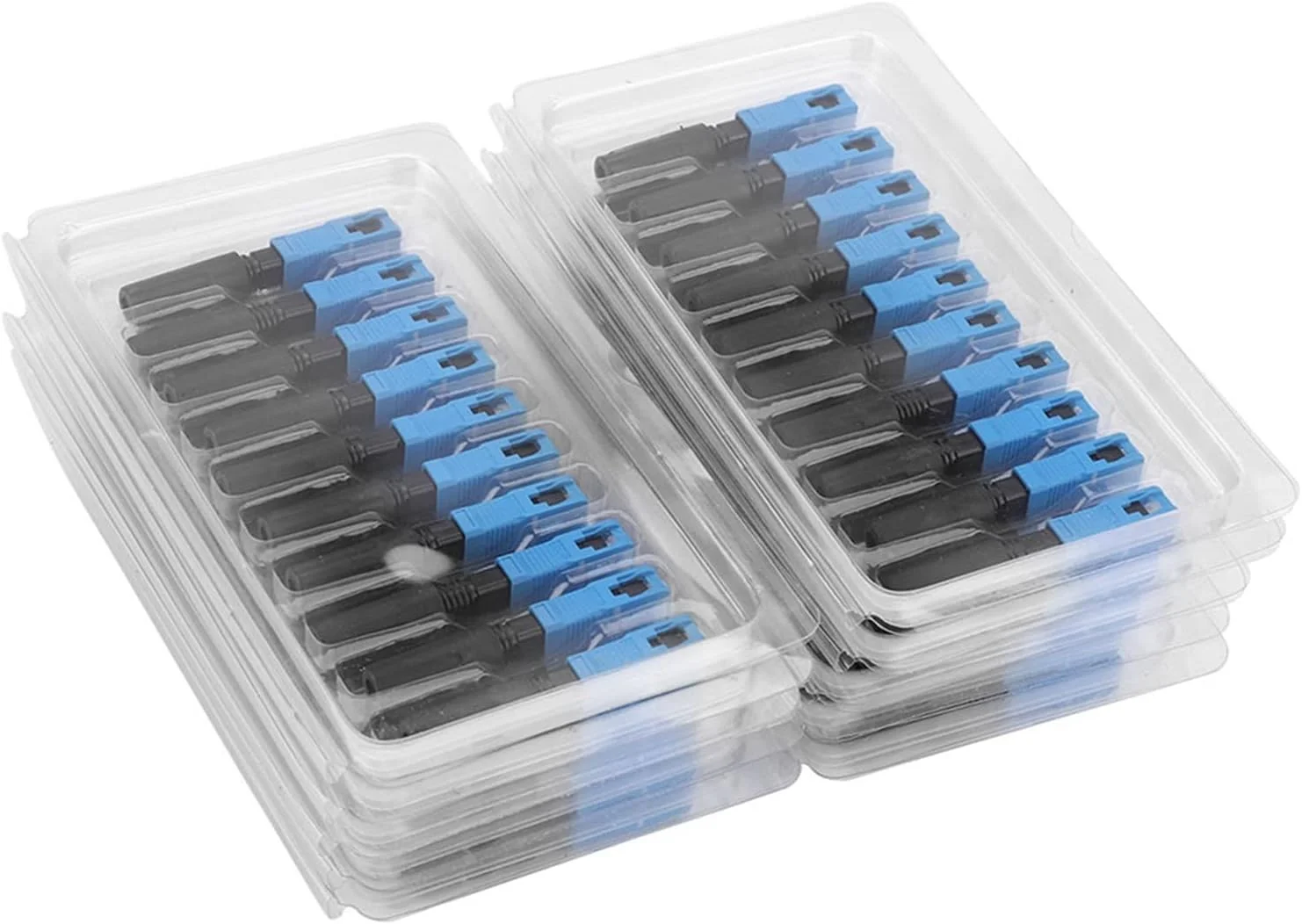 آداپتور اتصال سریع فیبر نوری SC، بسته 100 عددی، عملکرد بالا، پایدار و قابل اعتماد برای شبکه فیبر نوری FTTH، مووی آبی مشکی