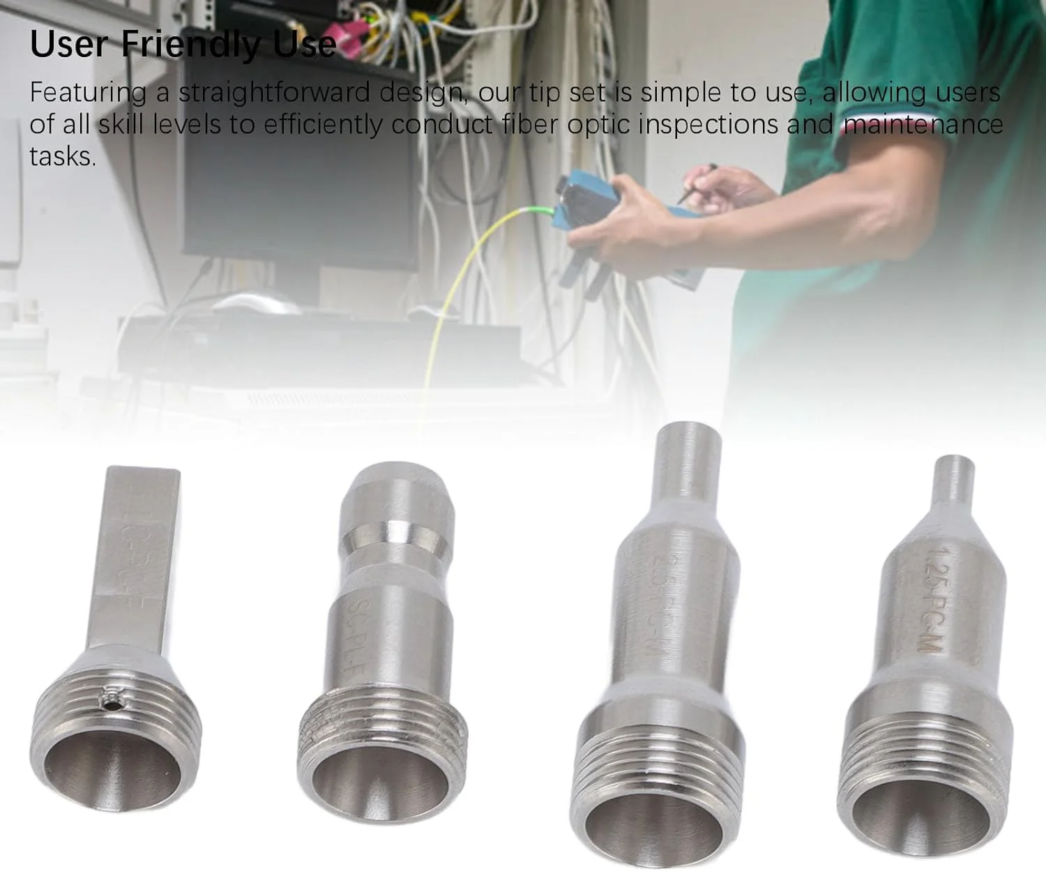 مجموعه نوک فیبر نوری استیل SC FC ST LC نر و مادگی برای تست عملکرد شبکه