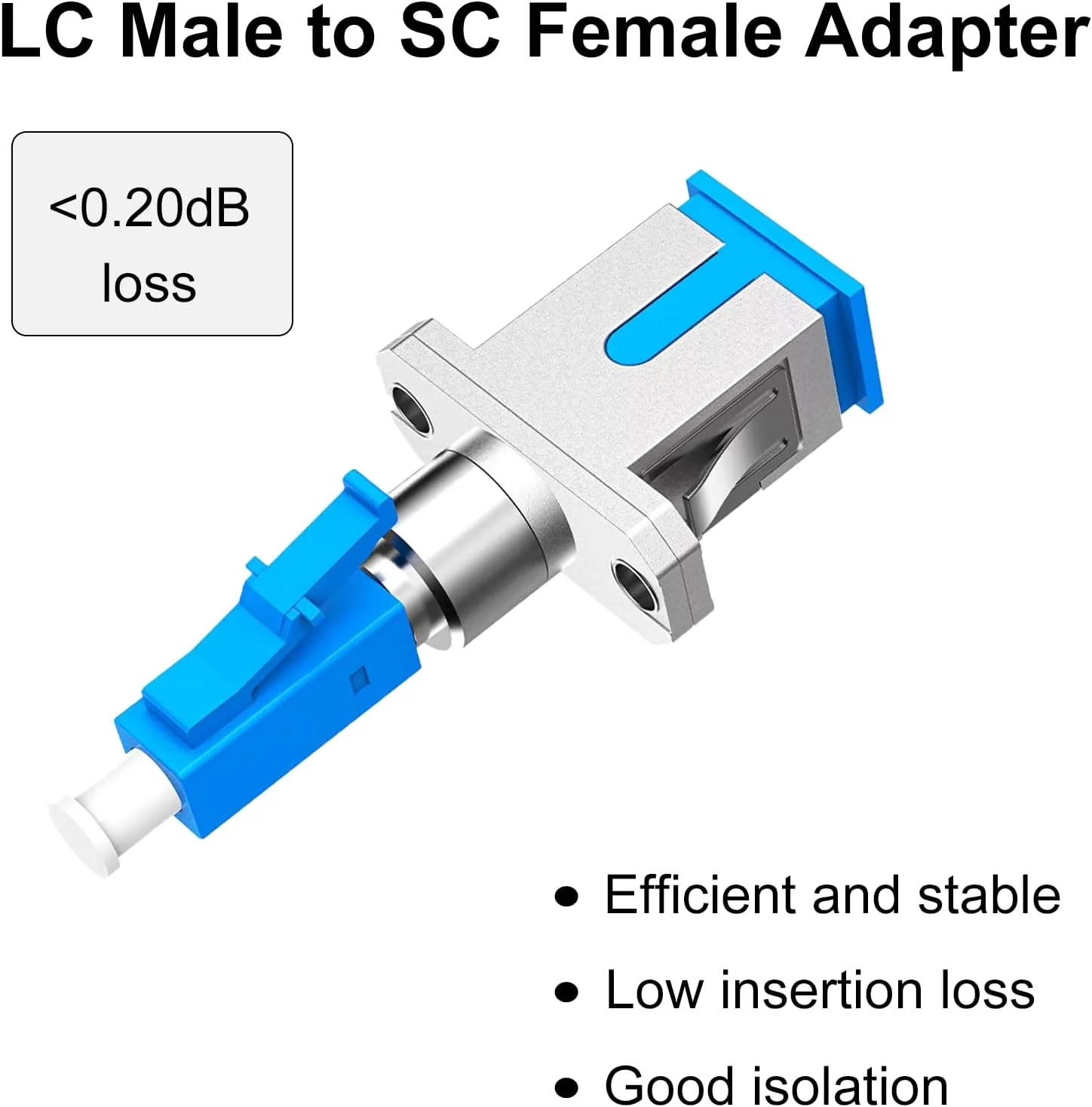 پوییکات بسته 2 عددی آداپتور LC به SC، آداپتور کوپلر فیبر نوری سینگل مود LC/UPC نر به SC/UPC ماده سیمپلکس UPC مبدل فیبر نوری هیبریدی برای پاور متر نوری
