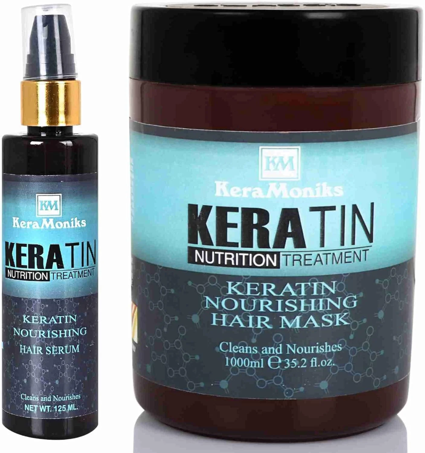 مجموعه دو عددی کرمونیکس شامل ماسک موی مغذی کراتین 1000 میلی لیتر + سرم موی کراتین 125 میلی لیتر