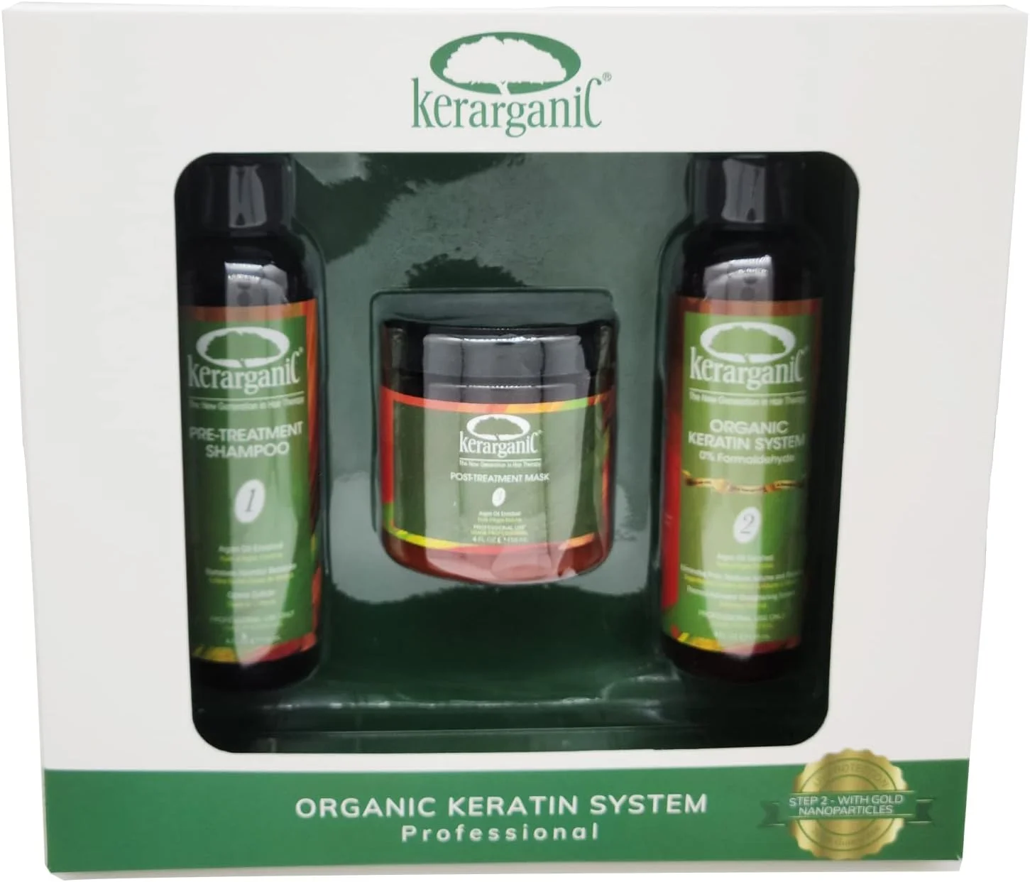مجموعه خودآموز سیستم کراتین بدون فرمالدئید کرارگانیک: شامپو پیش از درمان، درمان مو، ماسک پس از درمان با روغن آرگان - (120 میلی لیتر هر کدام)