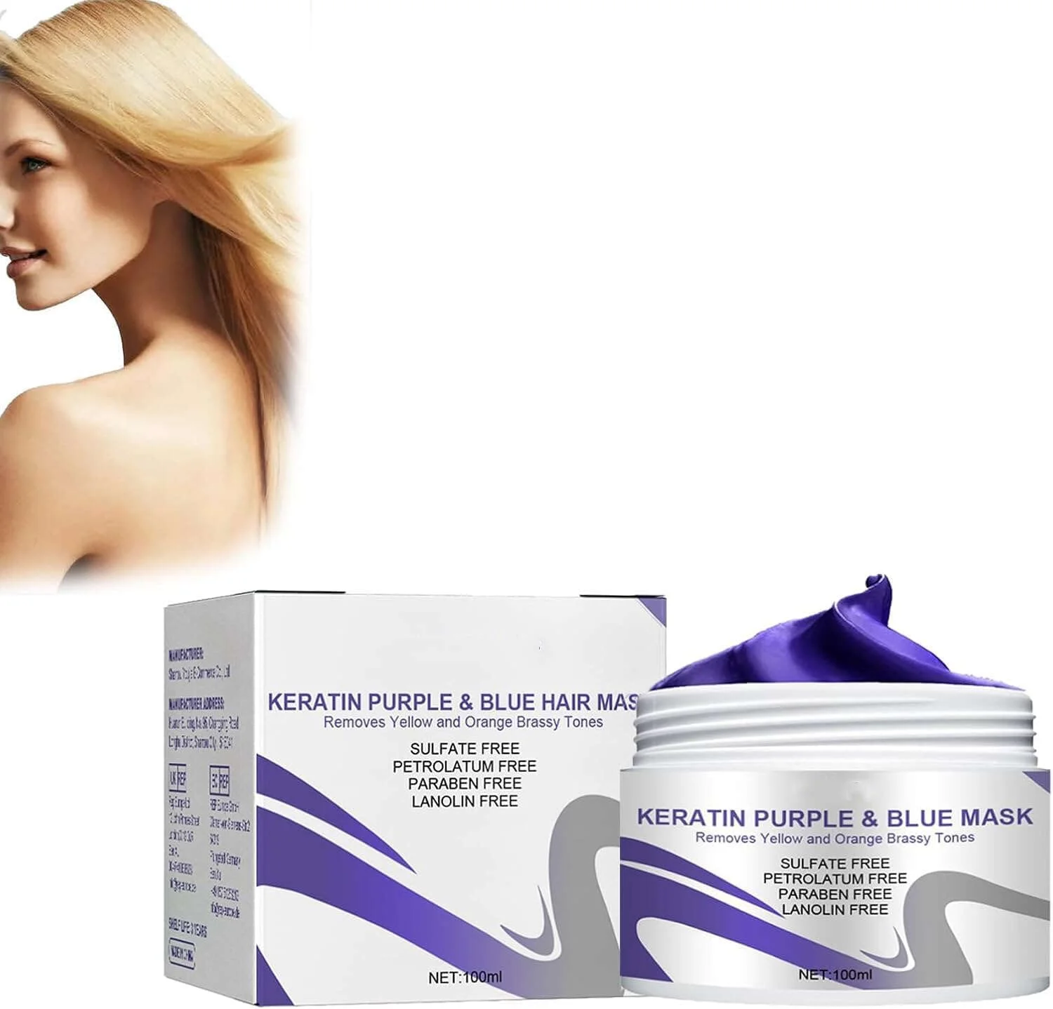 ماسک موی کراتین بنفش، درمان نرم کننده عمیق پروتئینی، تونر برای موهای خشک و آسیب دیده بلوند پلاتینیوم نقره ای خاکستری یا قهوه ای رنگ شده، درمان موهای آسیب دیده