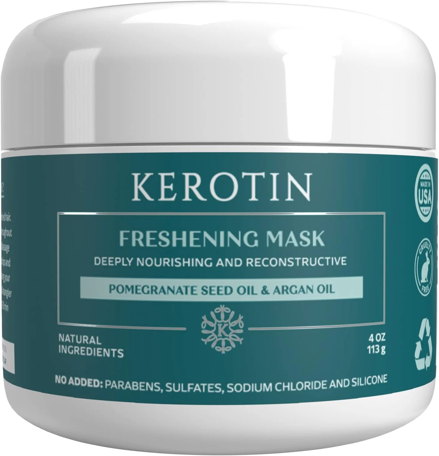 ماسک طراوت بخش کراتین - درمان ترمیم کننده و طراوت بخش طبیعی کراتین برای موهای خشک و آسیب دیده - نرم کننده عمیق با روغن آرگان. بدون پارابن یا سولفات - بدون سیلیکون - ماسک ایمن برای موهای فر.