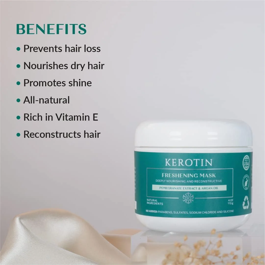 ماسک طراوت بخش کراتین - درمان ترمیم کننده و طراوت بخش طبیعی کراتین برای موهای خشک و آسیب دیده - نرم کننده عمیق با روغن آرگان. بدون پارابن یا سولفات - بدون سیلیکون - ماسک ایمن برای موهای فر. ماسک طراوت بخش کراتین - درمان ترمیم کننده و طراوت بخش طبیعی کراتین برای موهای خشک و آسیب دیده - نرم کننده عمیق با روغن آرگان. بدون پارابن یا سولفات - بدون سیلیکون - ماسک ایمن برای موهای فر.