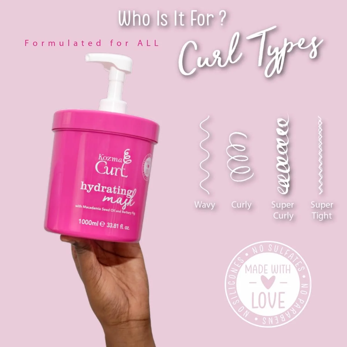 ماسک آبرسان موی فر کوزما، ۱۰۰۰ میلی لیتر، سایز سالنی، سایز حرفه ای، بدون سیلیکون، درمان موهای فر، ماسک برای موهای فر، برای انواع موهای فر، محصولات موی فر