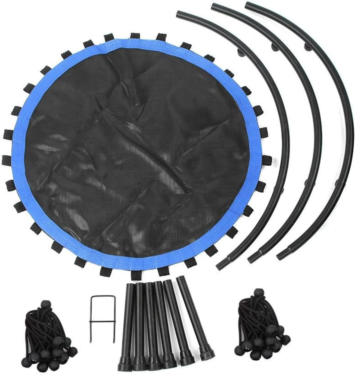 ترامپولین ورزشی | ترامپولین گرد آبی رنگ با طناب کشی الاستیک برای بزرگسالان و کودکان | تحمل وزن 150 کیلوگرم | ابزار سرگرمی داخل سالن برای باشگاه/خانه/اتاق ورزشی ترامپولین ورزشی | ترامپولین گرد آبی رنگ با طناب کشی الاستیک برای بزرگسالان و کودکان | تحمل وزن 150 کیلوگرم | ابزار سرگرمی داخل سالن برای باشگاه/خانه/اتاق ورزشی