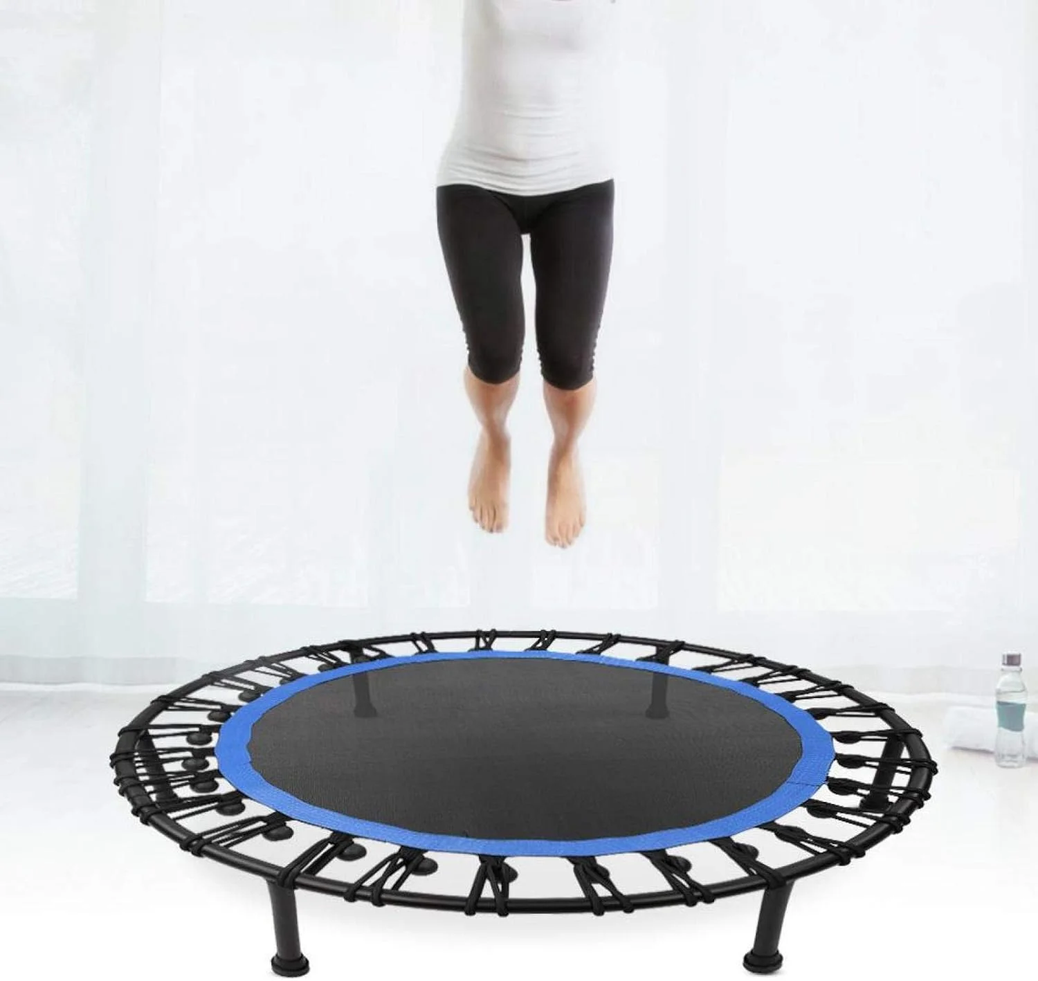 ترامپولین ورزشی | ترامپولین گرد آبی رنگ با طناب کشی الاستیک برای بزرگسالان و کودکان | تحمل وزن 150 کیلوگرم | ابزار سرگرمی داخل سالن برای باشگاه/خانه/اتاق ورزشی ترامپولین ورزشی | ترامپولین گرد آبی رنگ با طناب کشی الاستیک برای بزرگسالان و کودکان | تحمل وزن 150 کیلوگرم | ابزار سرگرمی داخل سالن برای باشگاه/خانه/اتاق ورزشی