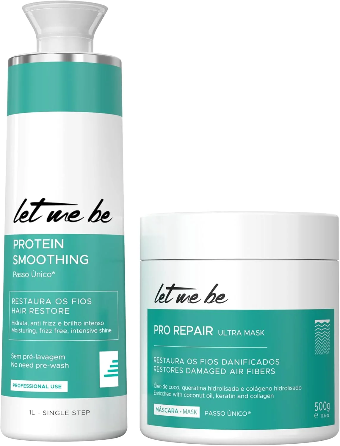 مجموعه پروتئین صاف کننده مو لِت می بی 1 لیتر و ماسک ترمیم کننده عمیق 500 میلی لیتر - درمان و ماسک با قدرت حرفه ای