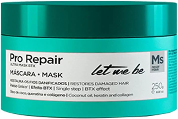 Let Me Be | ماسک فوق العاده ترمیم کننده مو BTX Pro Repair | ترمیم کننده فیبرهای آسیب دیده مو | غنی شده با روغن نارگیل، کراتین و کلاژن | 250 گرم / 8.81 اونس