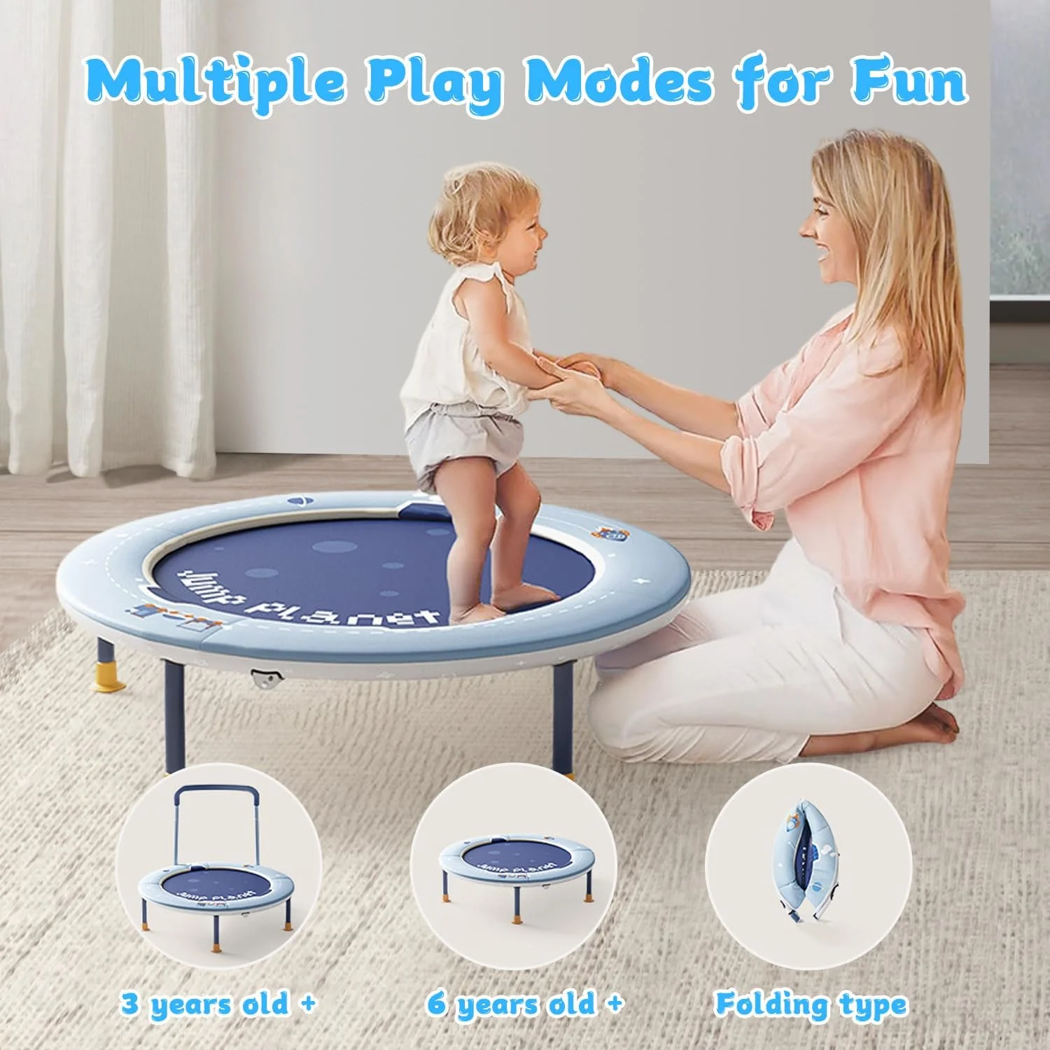 ترامپولین تاشو کوچک کودک Masroo برای کودکان 1 تا 6 سال، با دسته، پد ایمنی و پایه، ترامپولین کودک مناسب فضای داخلی/باغ، هدیه برای پسر و دختر ترامپولین تاشو کوچک کودک Masroo برای کودکان 1 تا 6 سال، با دسته، پد ایمنی و پایه، ترامپولین کودک مناسب فضای داخلی/باغ، هدیه برای پسر و دختر