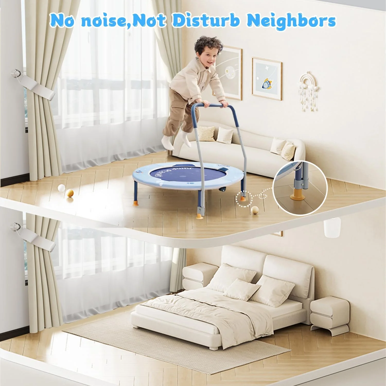 ترامپولین تاشو کوچک کودک Masroo برای کودکان 1 تا 6 سال، با دسته، پد ایمنی و پایه، ترامپولین کودک مناسب فضای داخلی/باغ، هدیه برای پسر و دختر ترامپولین تاشو کوچک کودک Masroo برای کودکان 1 تا 6 سال، با دسته، پد ایمنی و پایه، ترامپولین کودک مناسب فضای داخلی/باغ، هدیه برای پسر و دختر