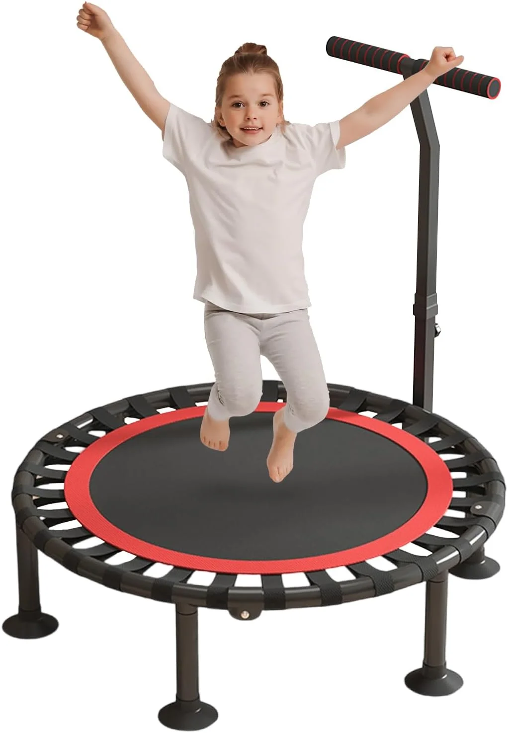 ترامپولین مینی تاشو Masroo، ترامپولین ارتجاعی 40 اینچی برای بزرگسالان و کودکان، ظرفیت 300 کیلوگرم با میله قابل تنظیم، تجهیزات ورزشی و تمرینات تناسب اندام داخل سالن ترامپولین مینی تاشو Masroo، ترامپولین ارتجاعی 40 اینچی برای بزرگسالان و کودکان، ظرفیت 300 کیلوگرم با میله قابل تنظیم، تجهیزات ورزشی و تمرینات تناسب اندام داخل سالن