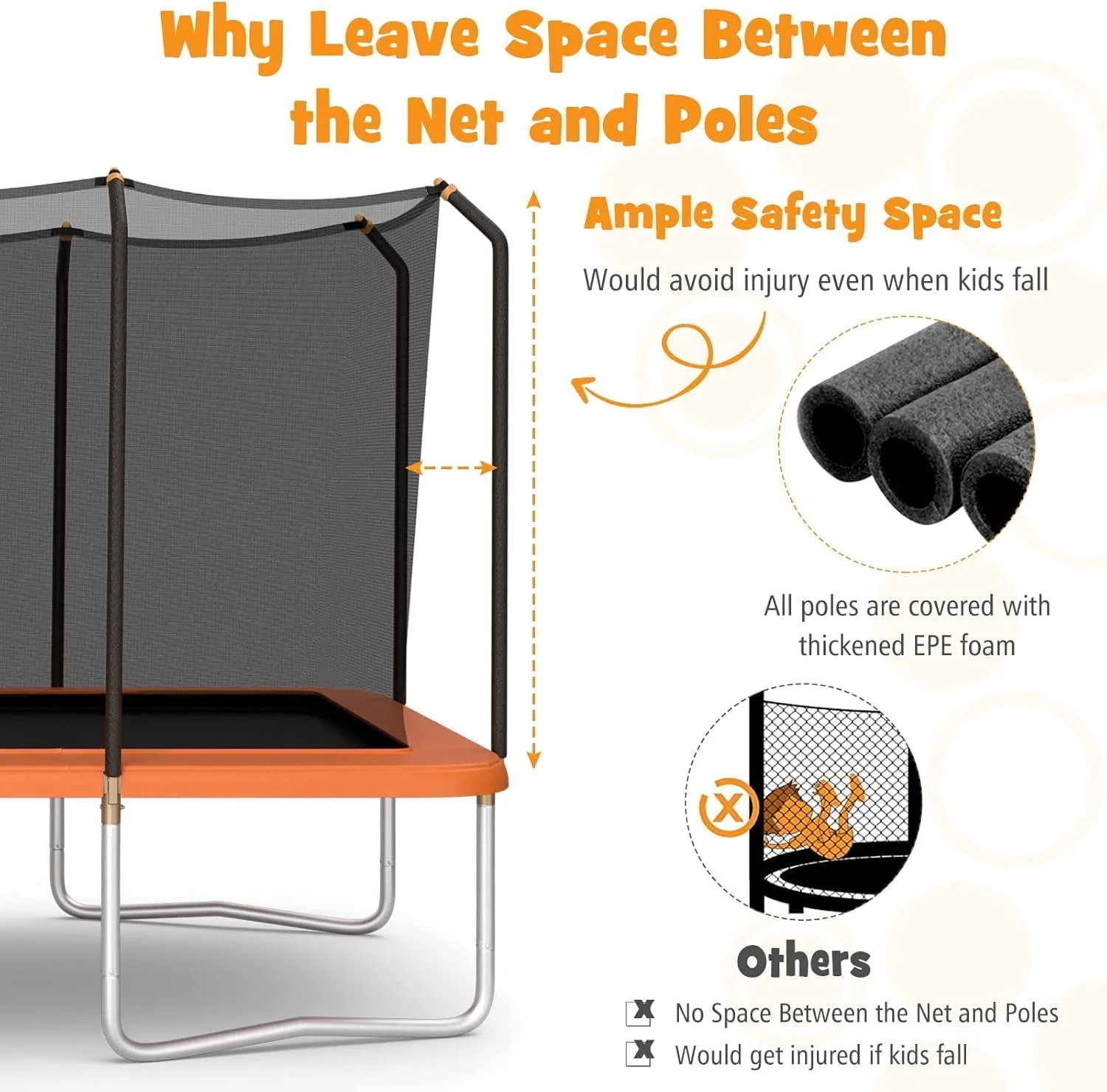 ترامپولین مینی تاشو، ترامپولین مستطیلی 2.4 متر در 4.2 متر با محفظه ایمنی، تور و نردبان، ظرفیت وزنی 150 کیلوگرم ترامپولین مینی تاشو، ترامپولین مستطیلی 2.4 متر در 4.2 متر با محفظه ایمنی، تور و نردبان، ظرفیت وزنی 150 کیلوگرم