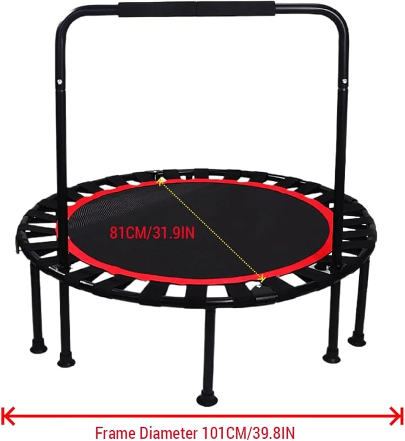 ترامپولین تاشو ورزشی MOTIM با قطر 100 سانتی متر، ترامپولین تفریحی برگشتی با دسته قابل جدا شدن، ترامپولین پرش خانگی قابل حمل برای ورزش های داخل/خارج از منزل کودکان و خانواده ترامپولین تاشو ورزشی MOTIM با قطر 100 سانتی متر، ترامپولین تفریحی برگشتی با دسته قابل جدا شدن، ترامپولین پرش خانگی قابل حمل برای ورزش های داخل/خارج از منزل کودکان و خانواده