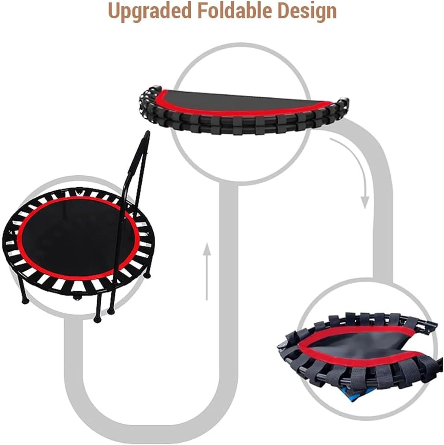 ترامپولین تاشو ورزشی MOTIM با قطر 100 سانتی متر، ترامپولین تفریحی برگشتی با دسته قابل جدا شدن، ترامپولین پرش خانگی قابل حمل برای ورزش های داخل/خارج از منزل کودکان و خانواده ترامپولین تاشو ورزشی MOTIM با قطر 100 سانتی متر، ترامپولین تفریحی برگشتی با دسته قابل جدا شدن، ترامپولین پرش خانگی قابل حمل برای ورزش های داخل/خارج از منزل کودکان و خانواده