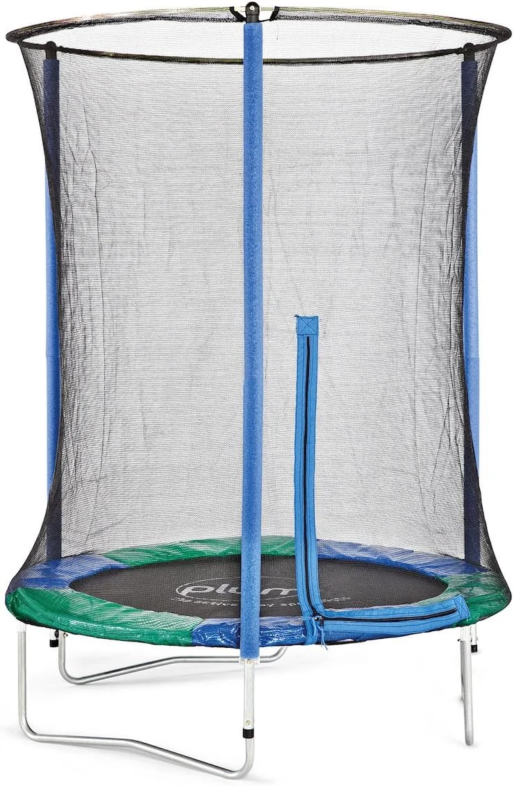 ترامپولین ۴.۵ فوتی (۵۴ اینچی) جونیور با محفظه و توری ایمنی | ترامپولین مناسب فضای داخلی و خارجی | قاب و پایه های فولادی گالوانیزه | فنرهای فولادی با روکش روی | دو رو آبی/سبز و صورتی/بنفش ترامپولین ۴.۵ فوتی (۵۴ اینچی) جونیور با محفظه و توری ایمنی | ترامپولین مناسب فضای داخلی و خارجی | قاب و پایه های فولادی گالوانیزه | فنرهای فولادی با روکش روی | دو رو آبی/سبز و صورتی/بنفش